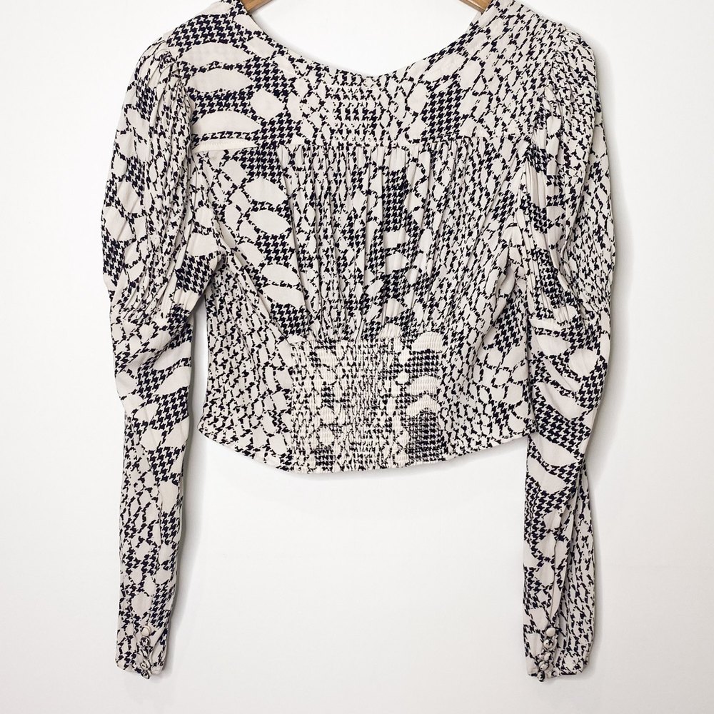 Free People Black and White Snakeskin Pattern Sweet On You Blouse - Picture 5 of 9